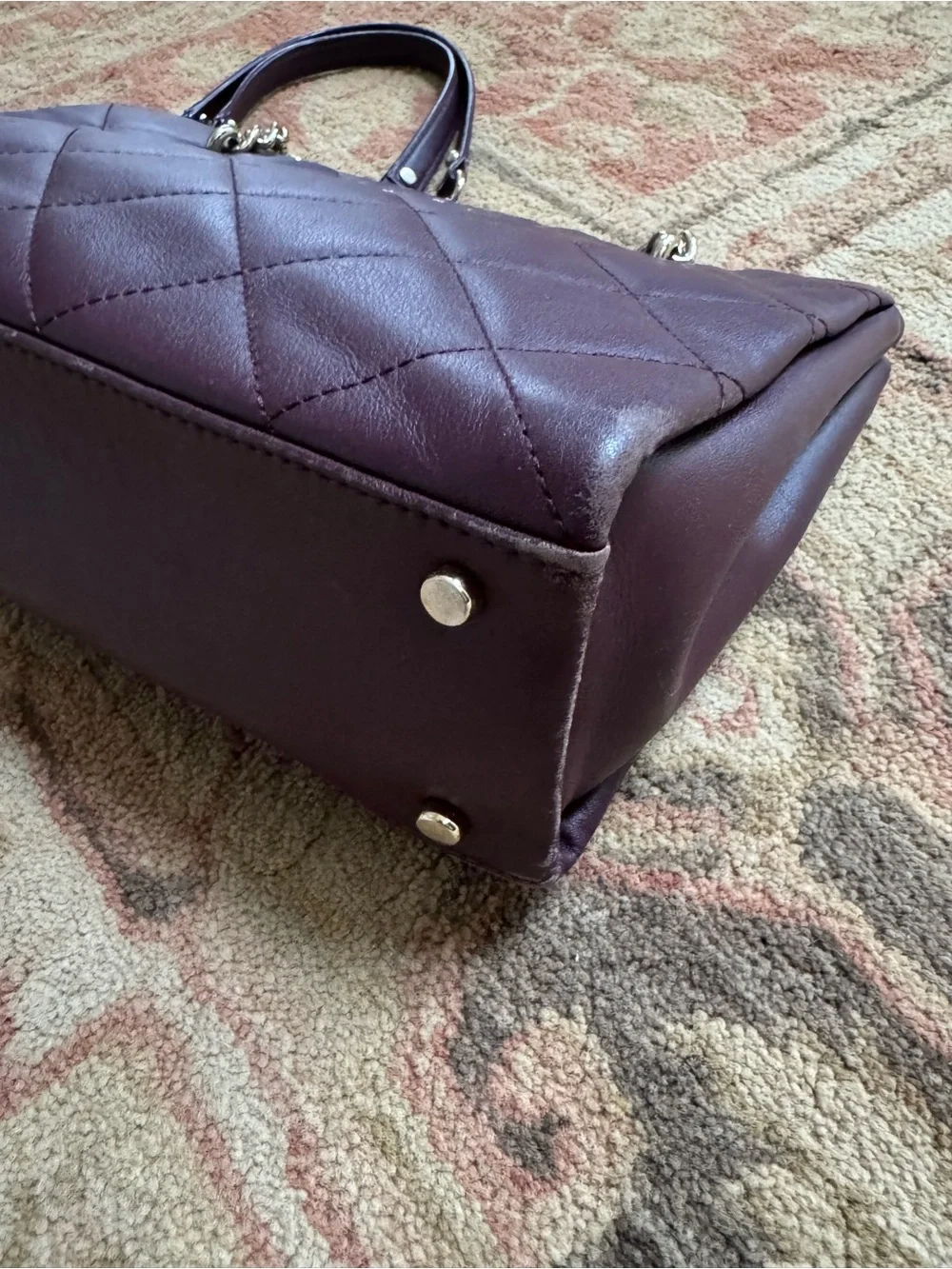 kate spade Quilted burgundy Leather Chain-Handle Shoulder Bag